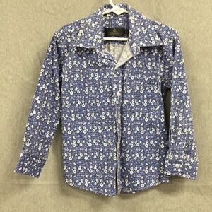Vittorino Signature Collection Boys Blue White Floral Button Down Shirt‎ Size 4
